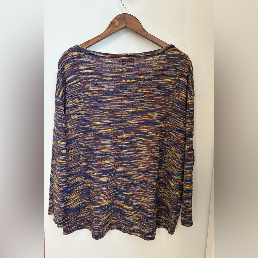 Ruby Rd. Multicolor Wave Pattern Long Sleeve Top Sweater - Picture 3 of 4